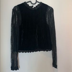 Black Lace and Velvet Shirt